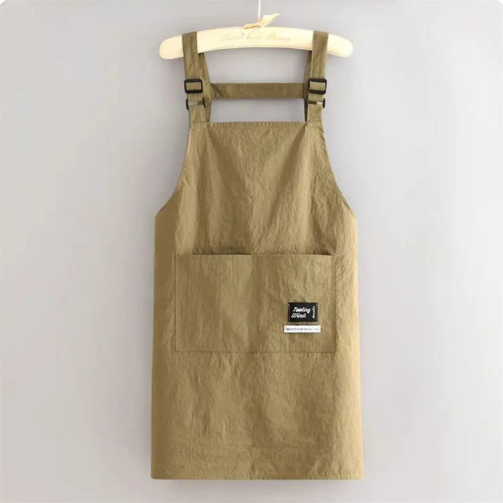 Fashion Strap Style Apron Waterproof Anti-fouling Nail Art Cafe Workwear Sleeveless Catering Waiter Work Clothes Oasis Select Khaki long