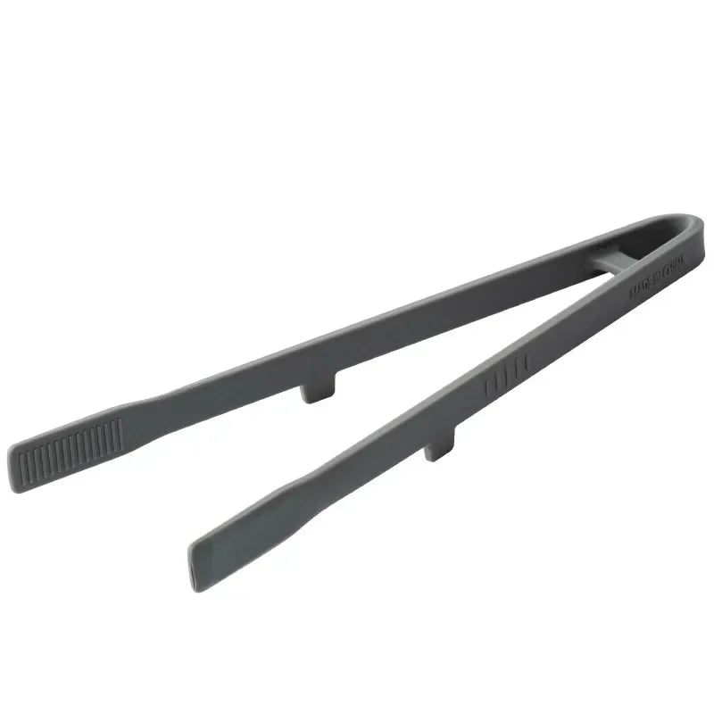 Silicone Grill Tongs Non-Stick Food Bread Clip Heat Resistant BBQ Salad Cooking Serving Clamp Steak Pasta Clip For Kitchen Oasis Select 1Pcs Grey