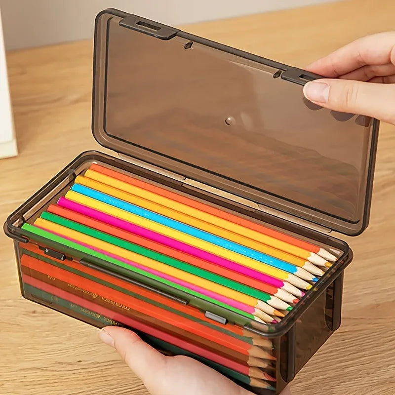 1/2/3pcs Transparent Black Storage Box Large-Capacity Storage Box Office Supplies Storage Box Packaging Pencil Storage Rganizer Oasis Select