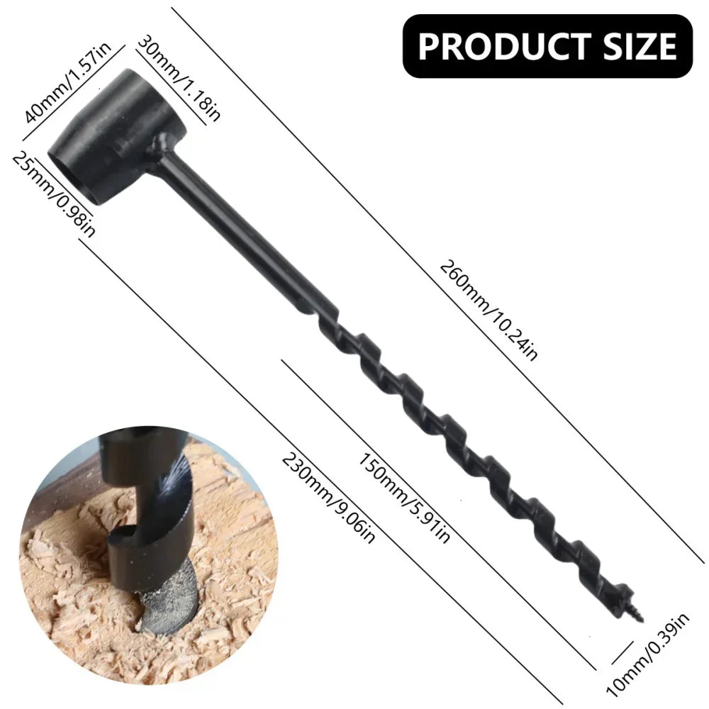 SLADE Manual Auger Drill – Carbon Steel Bushcraft Wood Tool Manual Auger Drill Oasis Select 10 x 230mm