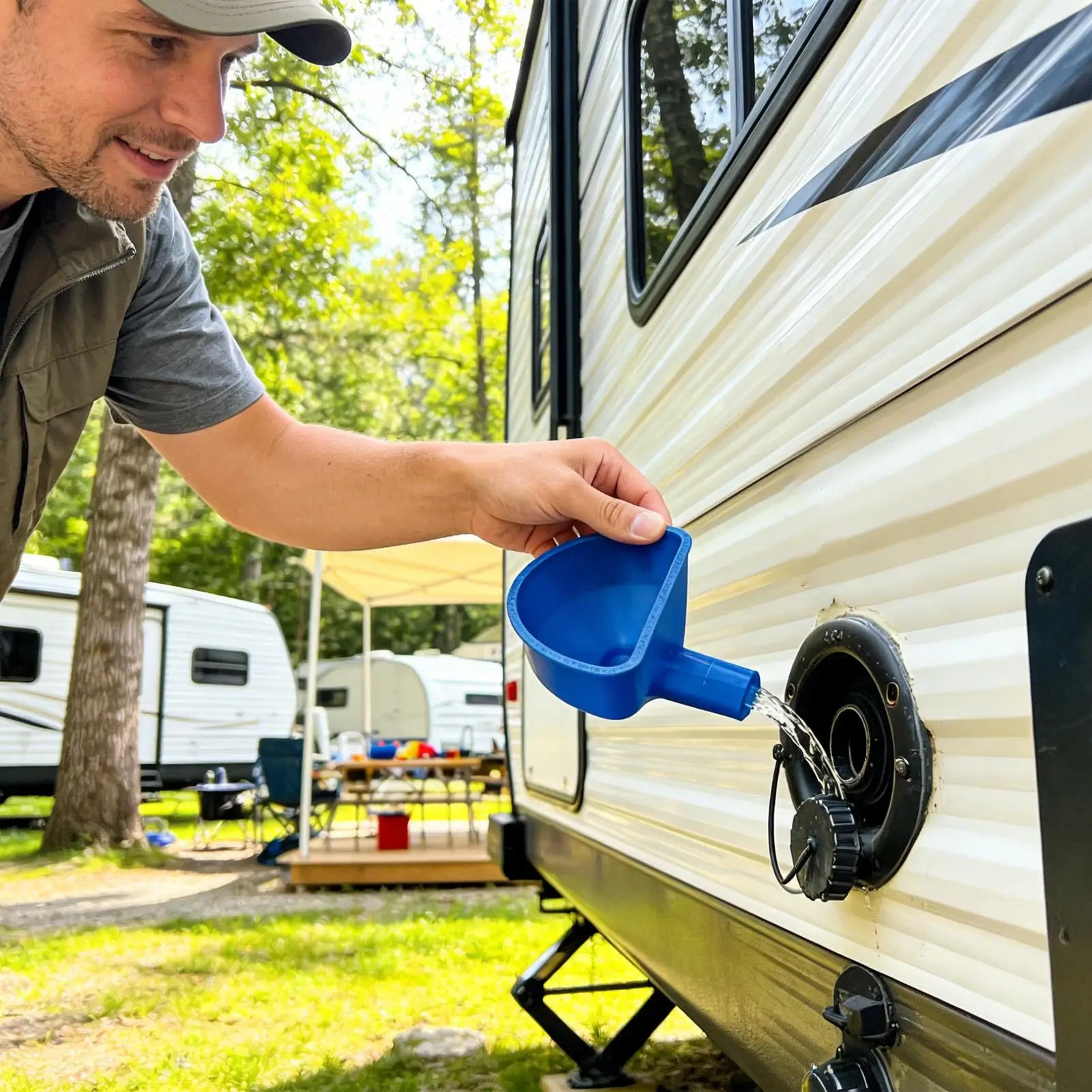 Funnel for Water Fill RV Wide Mouth Portable Filler RV Water Tank Fill Funnel for Trailer Van Motorhome Travel Camping Road Trip Oasis Select