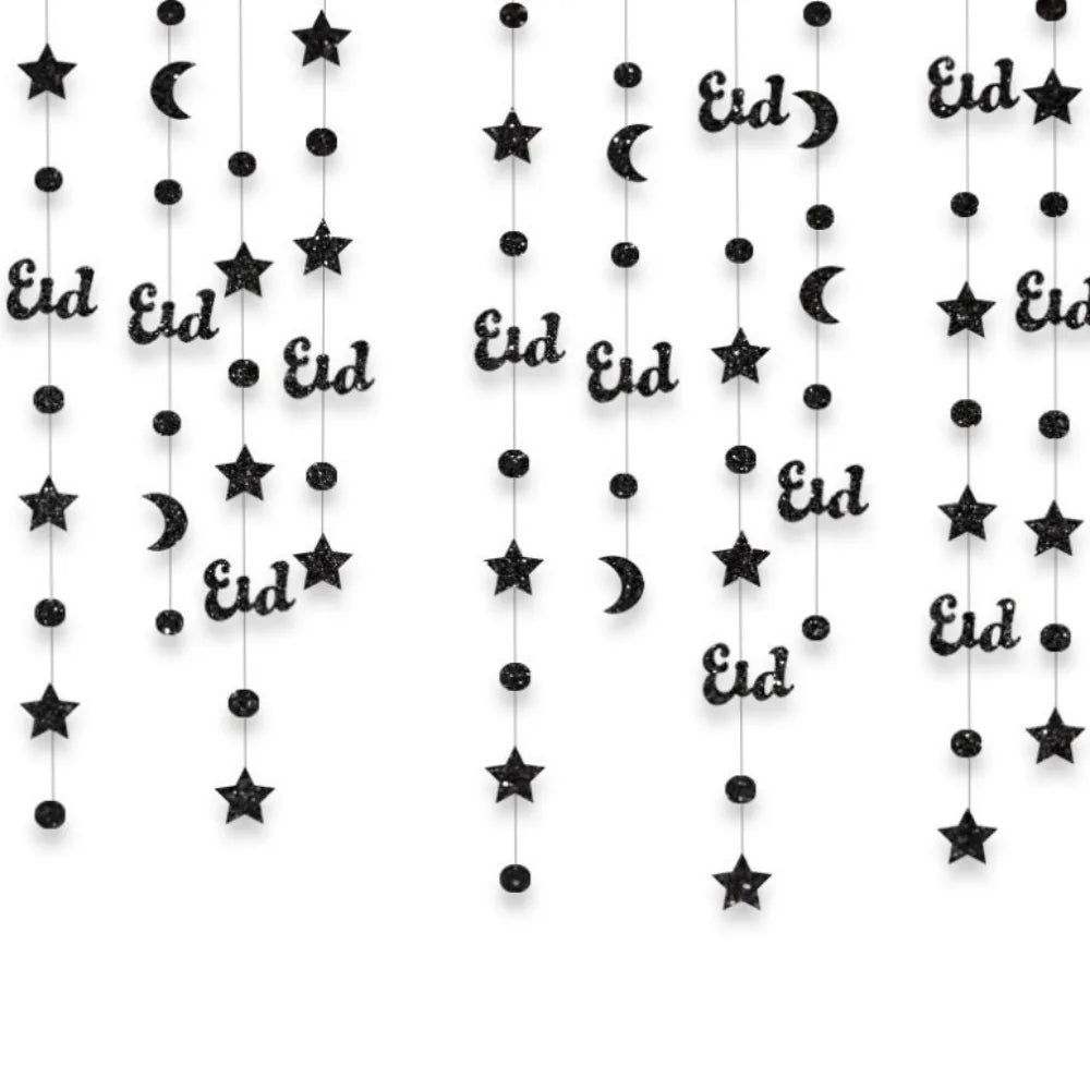 Eid Mubarak Glitter Banner – Gold Silver Ramadan Kareem Decor
