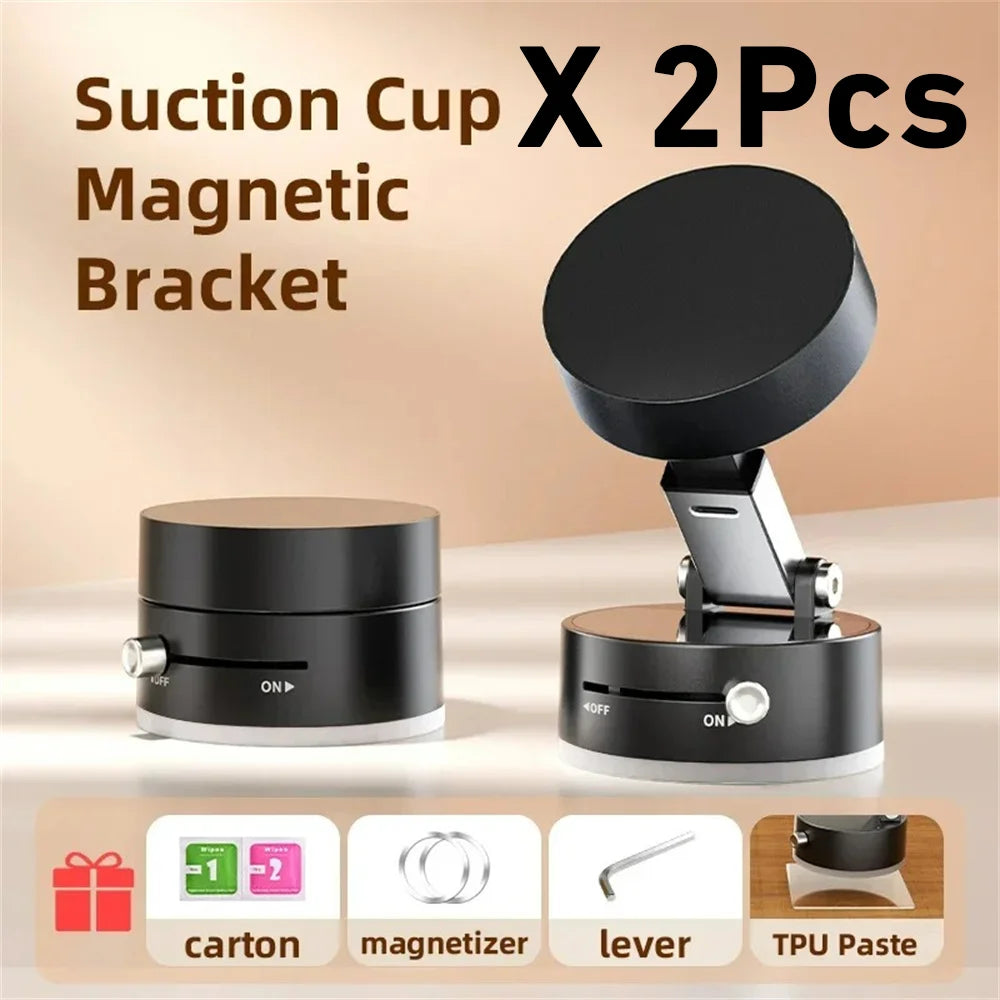 Magnetic Mobile Phone More Portable Vacuum Bracket Adjustable Double-Sided Suction Cup Holder Lazy Stand For All Smartphone Oasis Select Black 2pcs