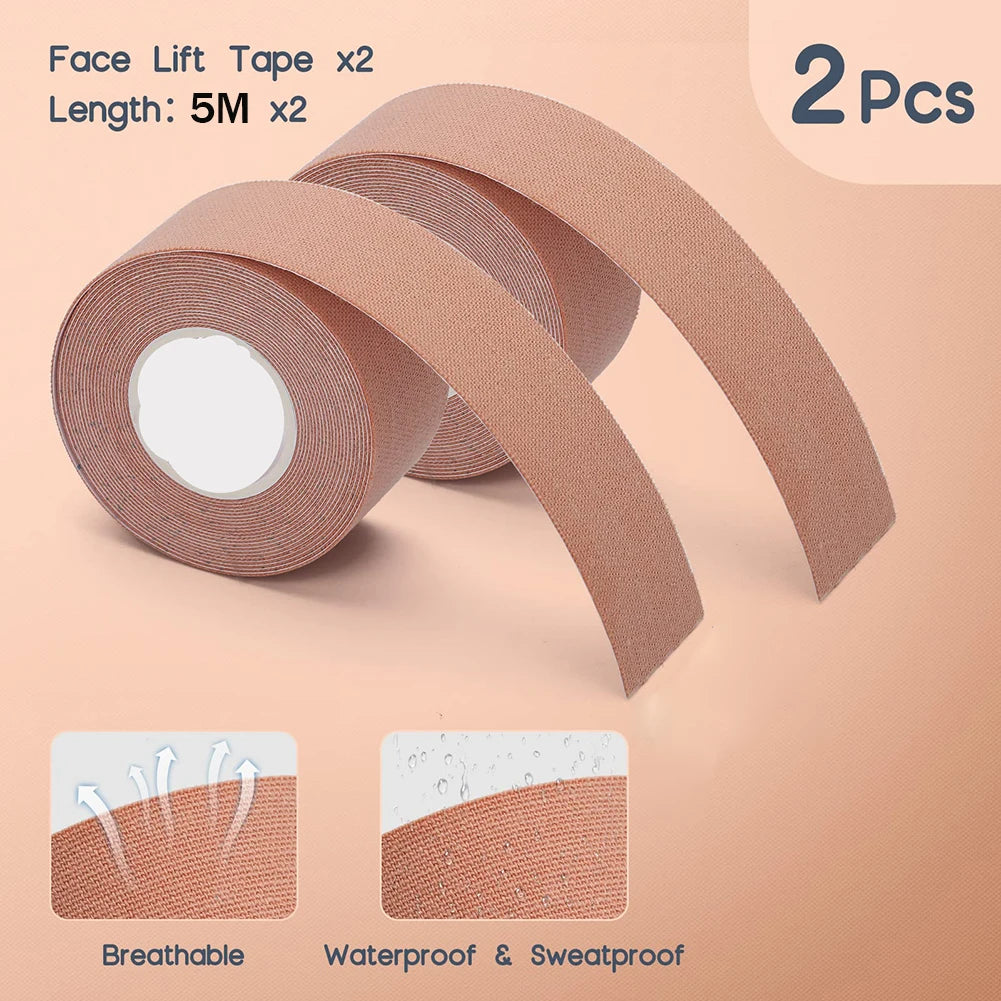 2 Rolls Facial Myofascial Face Lift Tape, Face Tape For Castor Oil, Breathable Face Lifting Patches For Firming Tightening Skin Oasis Select