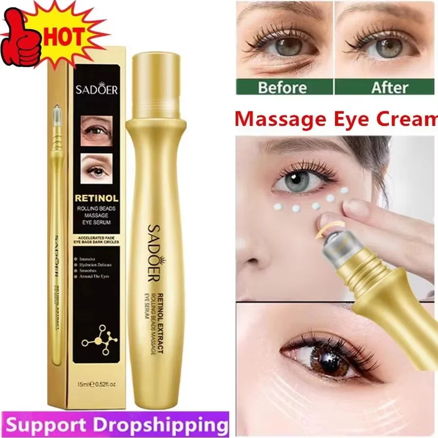 SADOER Retinol Rolling Bead Eye Serum – Firm & Brighten Eye Serum Oasis Select