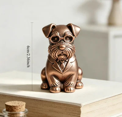 Gentleman Suit Wearing Schnauzer Figurine 3D Printing Cute Dog Statue Mini Puppy Ornaments for Home Office Desk Minimalist Decor Oasis Select Schnauzer Bronze