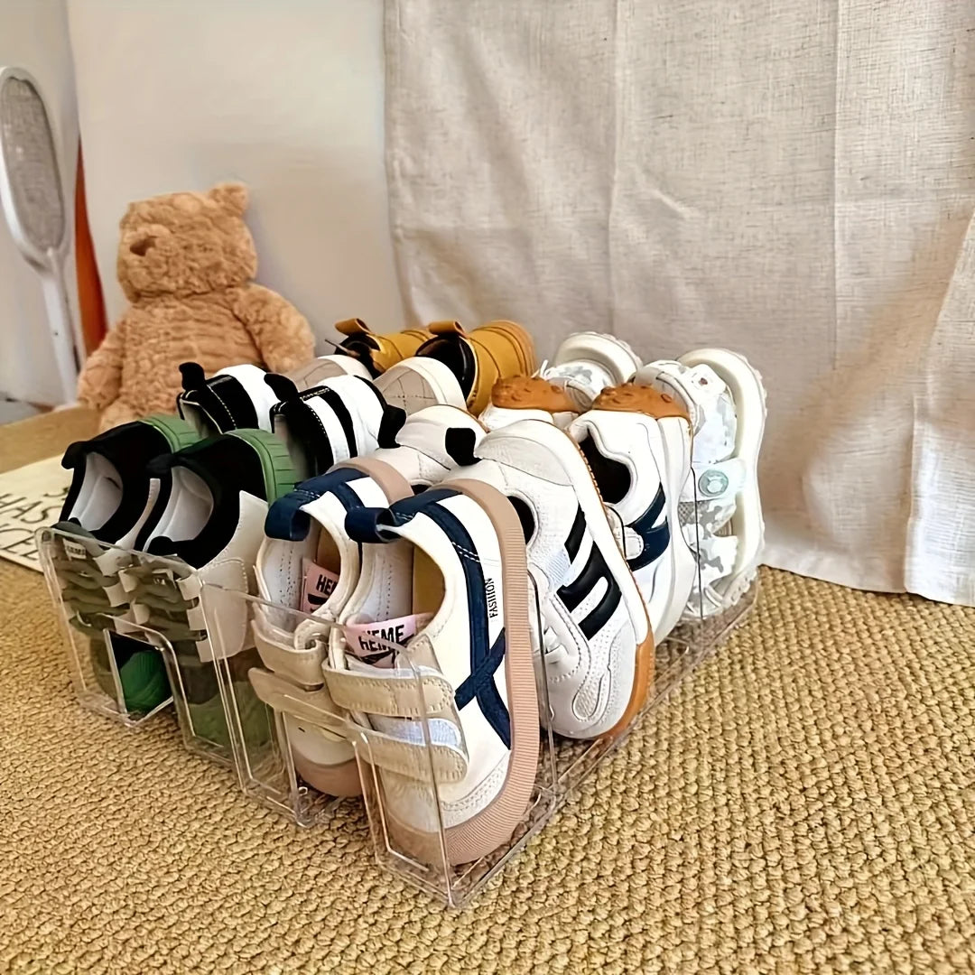 Transparent Plastic Baby Shoe Rack Space Saving Multi Layer Free Standing Shoe Organizer For Entryway Closet Home Storage Oasis Select