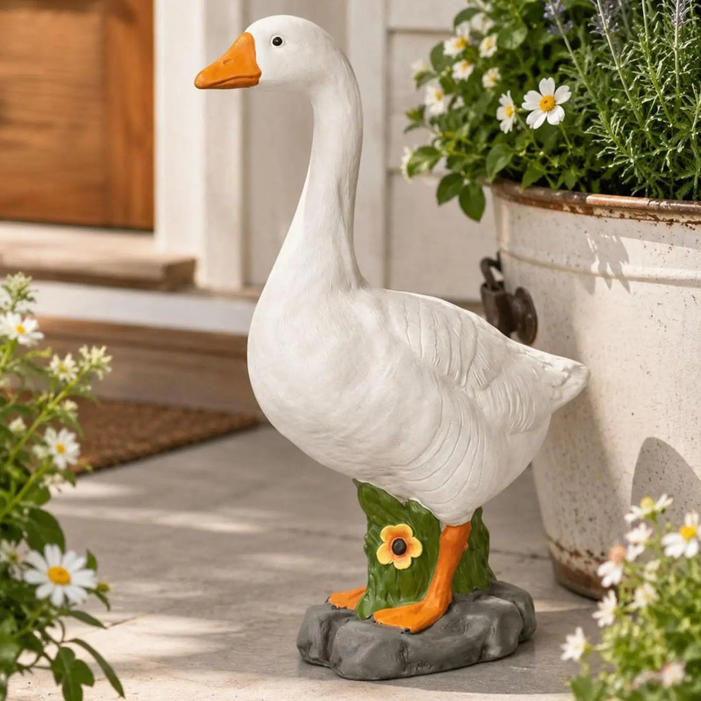 Porch Goose Statue 1PC Resin statue Goose Decor for Porch Outdoor Garden Yard Lawn Patio Entryway Farmhouse Home Decor Oasis Select