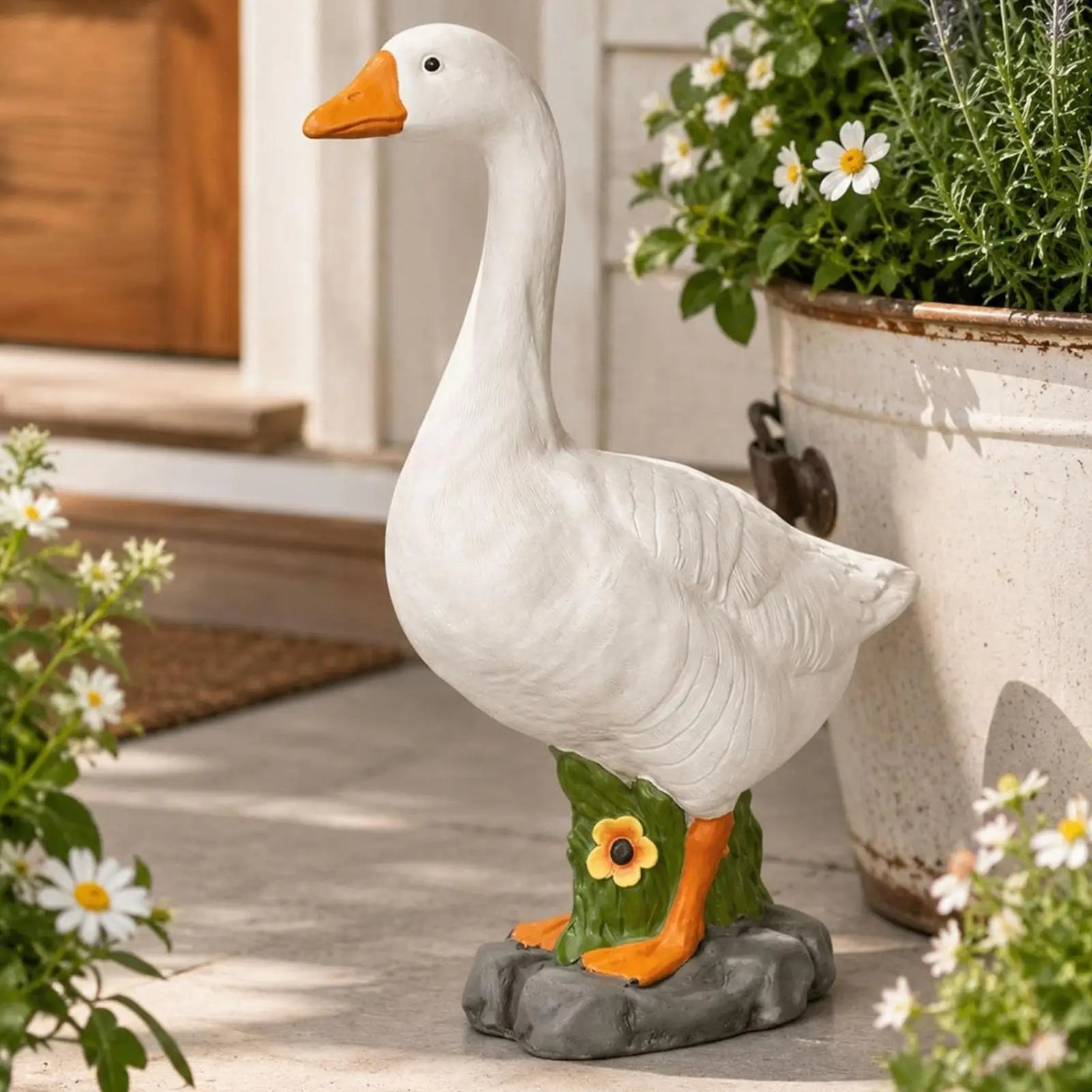 Porch Goose Statue 1PC Resin statue Goose Decor for Porch Outdoor Garden Yard Lawn Patio Entryway Farmhouse Home Decor Oasis Select