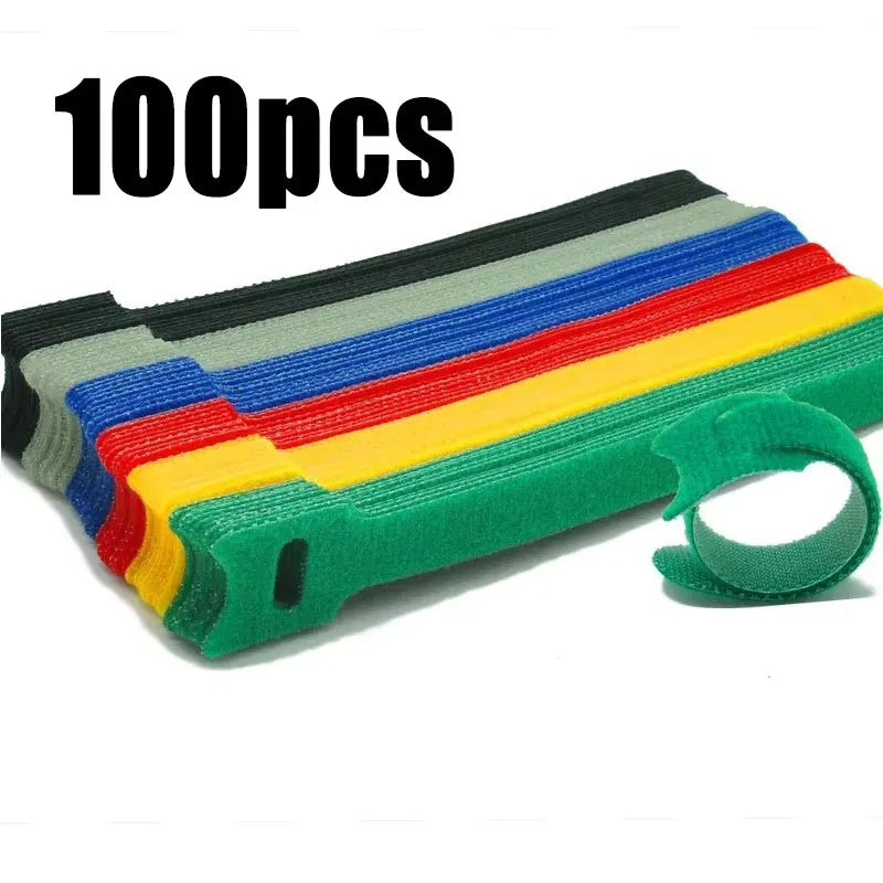 10-100pcs Releasable Cable Ties Wire Organizer Black 15cm Nylon Hook Loop Straps Wrap Zip Bundle Bandage Tie Plastics Fastening Oasis Select 100pcs random