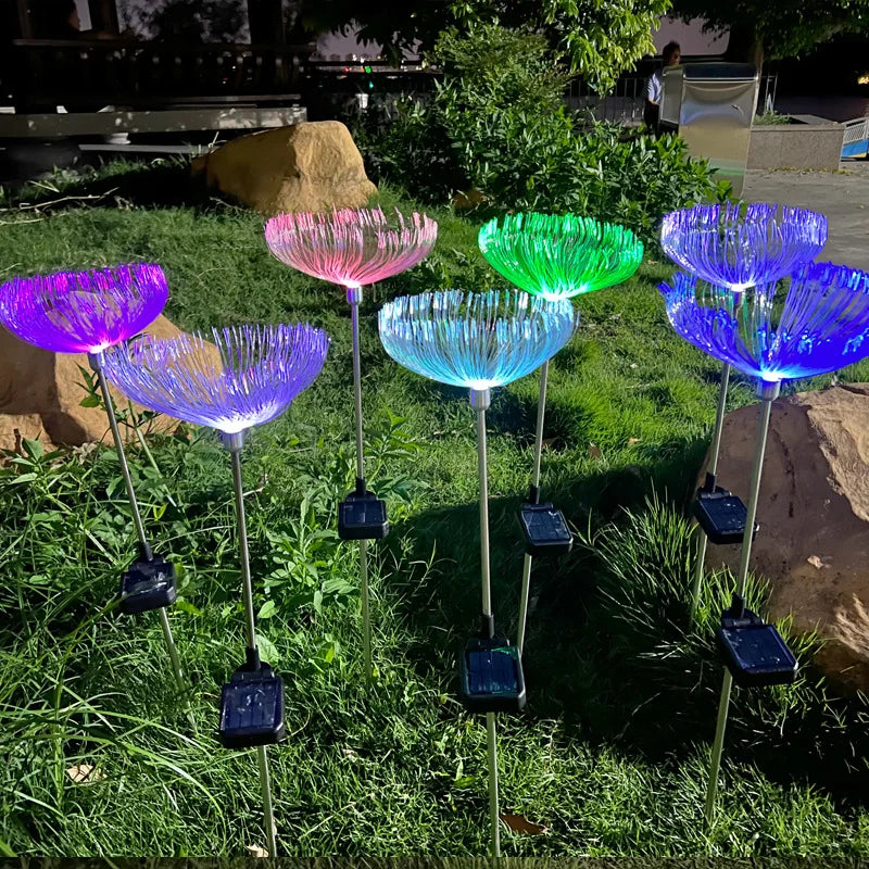 Outdoor Waterproof Solar Led Fiber Optic Jellyfish Light Atmosphere Decorative Light Garden Garden Villa Ground Lawn Light Oasis Select