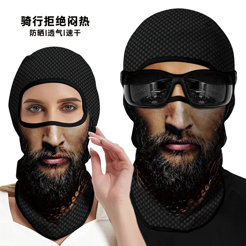 3D Funny Mask Motorcycle Face Cover Ski Mask Joker Skull Balaclava Headgear Outdoor Hiking Camping Neck Gaiter Bandana Scarf Men Oasis Select Silver