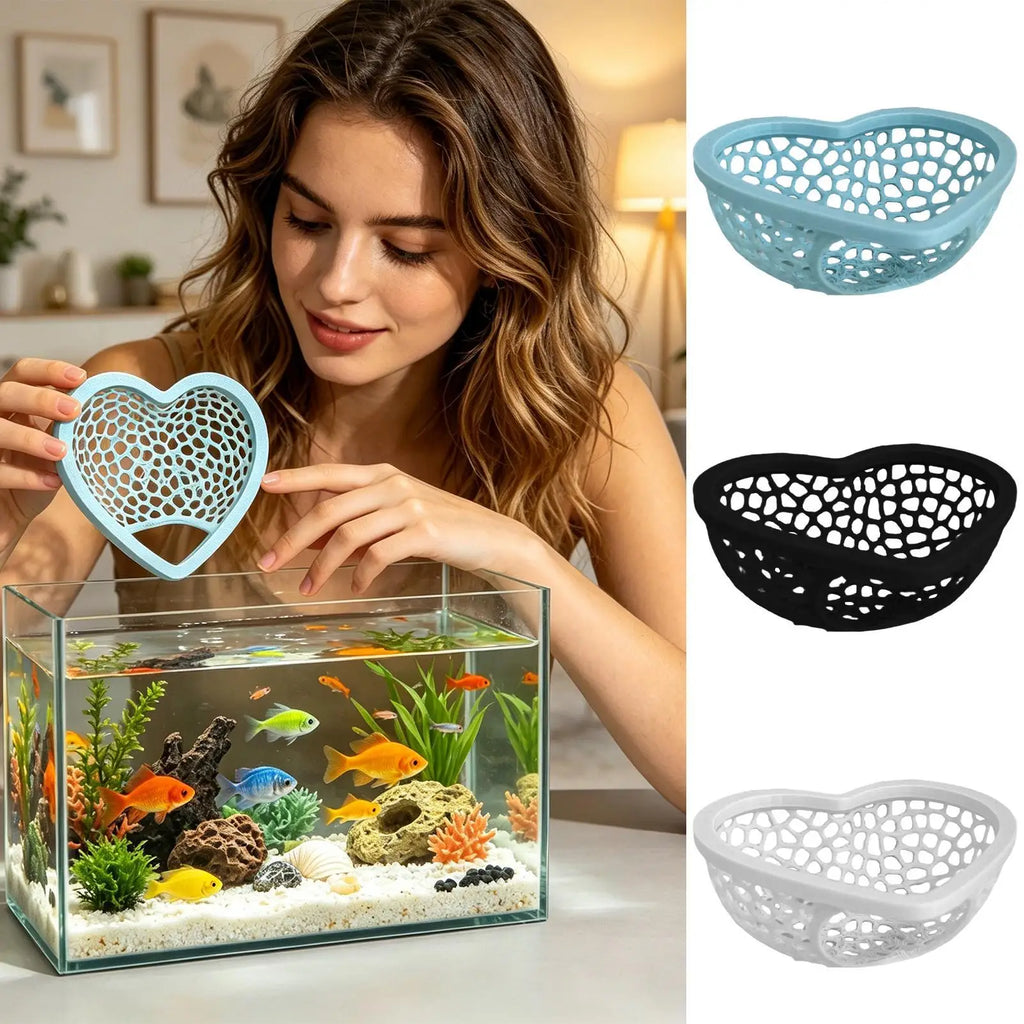 Aquarium Floating Cave Heart Shape Fish Shrimp Hideout Shelter Hammock Feeding Ring Resting Spot for Betta Small Aquatic Pets Oasis Select