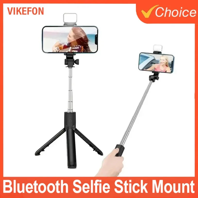 Bluetooth Selfie Stick Mount Scalable 360 ° Rotatable Phone Holder with Light for iPhone 16 15 14 Samsung S24 Xiaomi iOS/Android Oasis Select