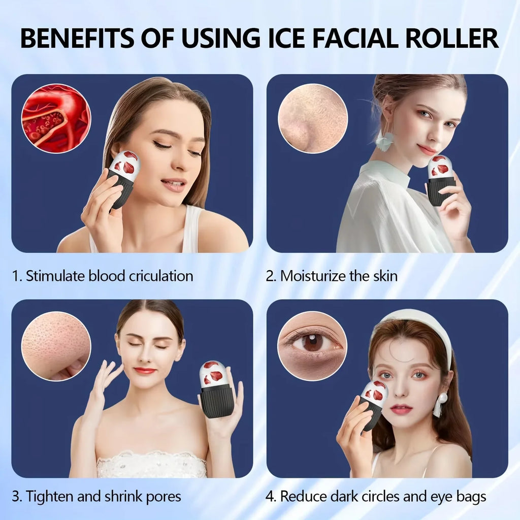 Silicone Ice Roller Massager for Face & Eyes | Cooling Skin Care Ice Roller Massager Oasis Select