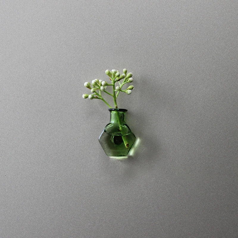 DIY Mini Glass Vase Fridge Magnet Porcelain Flower Plant Message Sticker Green Kitchen Decor Gift Oasis Select F