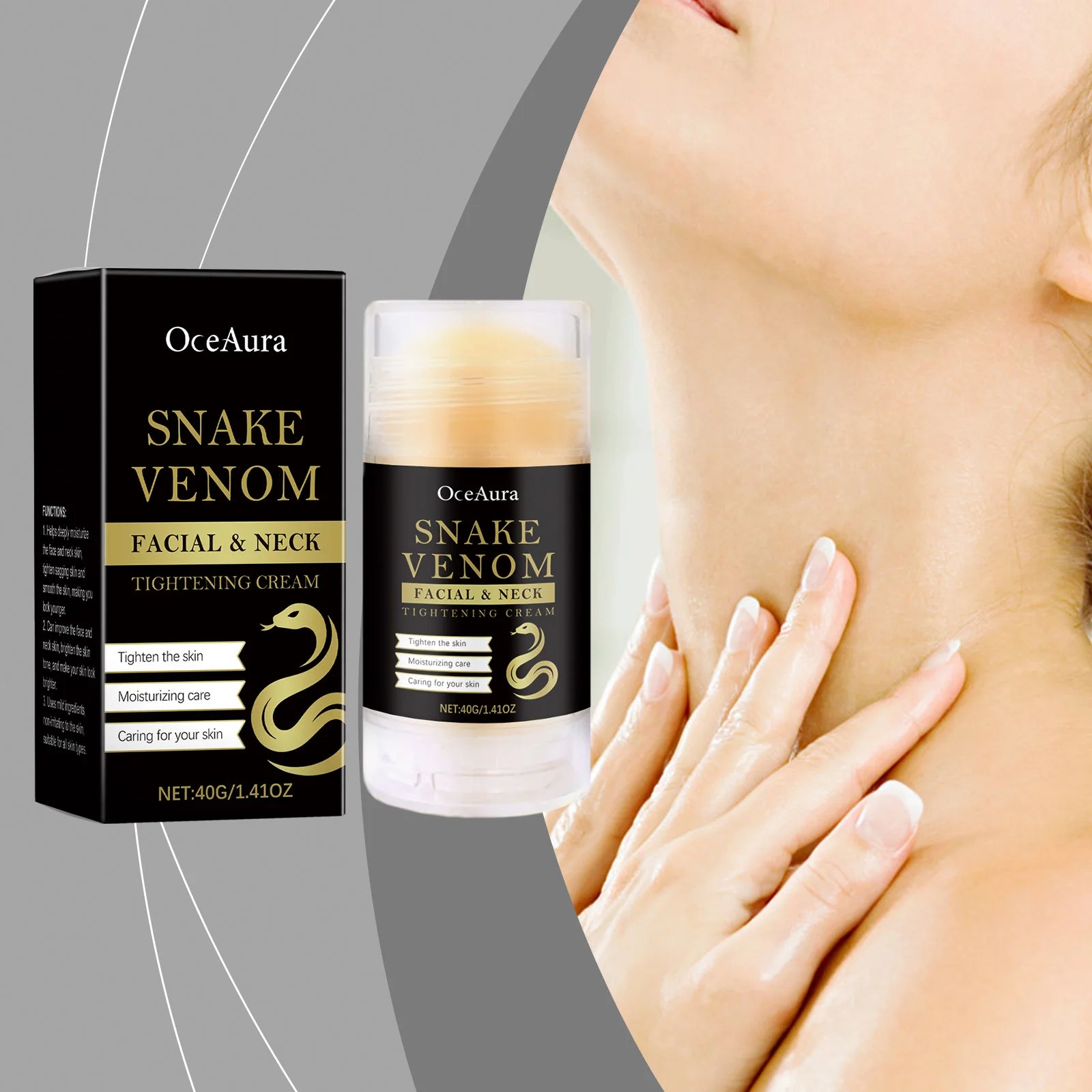 Snake Venom Neck Care Stick Lighten Fine Line Firming Moisturizer Prevent Double Chin Improve Loose Skin Lift Tighten Neck Cream Oasis Select