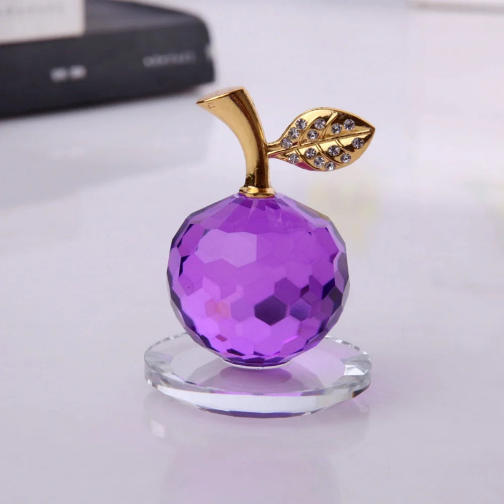3D Crystal Apple Ornament Diamond Apple Craft Souvenir Home Living Room Desktop Decoration Car Ornaments Fruit Figurines Gift Oasis Select Purple