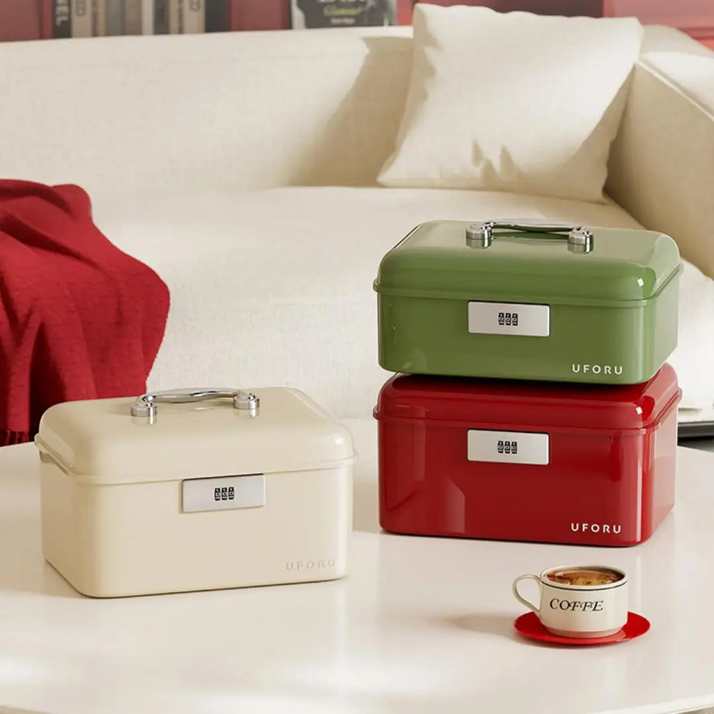 Storage boxes with combination locks, combination lock boxes, home security storage boxes, large-capacity compartmentalized Oasis Select