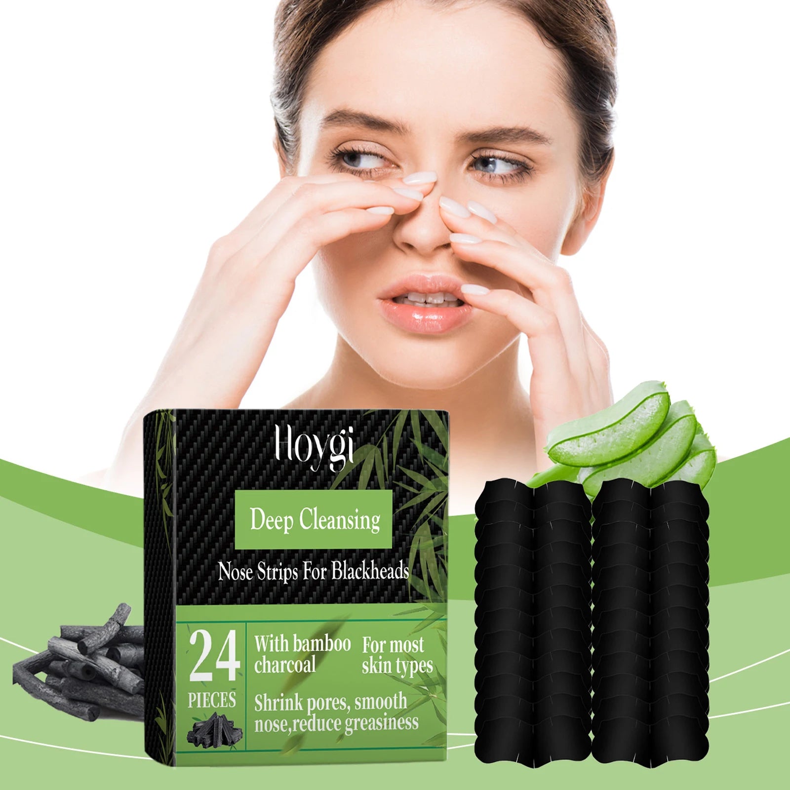 Bamboo Charcoal Blackhead Nose Strips 24pc – Deep Pore Clean