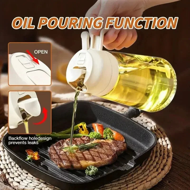 Multi-functional Kitchen Oil Bottle Spray Oil Pouring Two-in-one Food-grade Material Is Not Easy To Damage 500ML Large Capacity Oasis Select