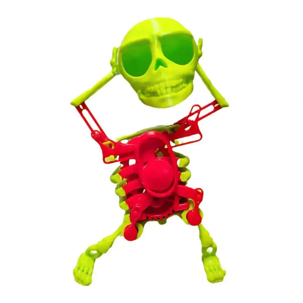 Funny Wind-up Dancing Skeleton Toy No Need Battery Kids Toddlers Desktop Mini 3D Print Shaking Skull Doll Spring Clockwork Toy Oasis Select Green