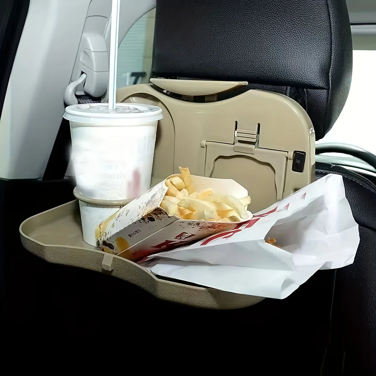 Foldable Car Back Seat Table Auto Drink Food Cup Mini Tray Holder Stand Desk Trash Bin Storage Case Interior Vehicle Accessories Oasis Select