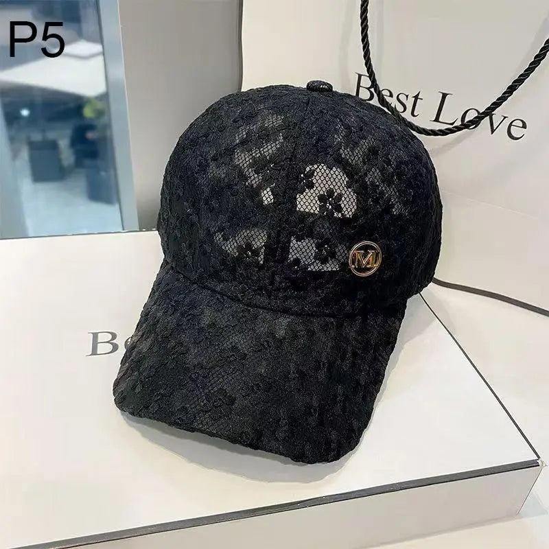 Lace Flower Baseball Cap for Women Adjustable Hollow Thin Summer Hat Breathable Sun Protection for Outdoor Sports Travel Oasis Select 5