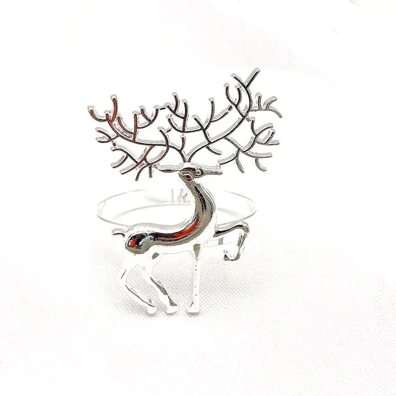60-Pack Gold Elk Christmas Napkin Rings – Festive Table Decor
