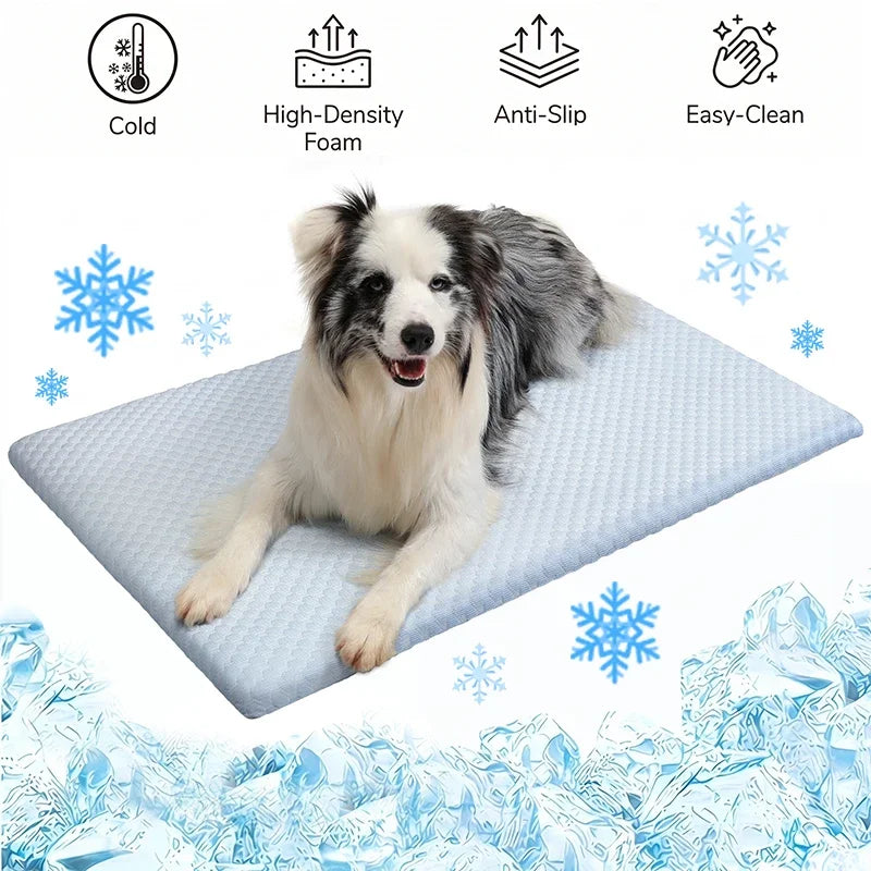Breathable Ice Silk Cooling Pet Mat New Summer Thick Dog Bed Pad Non-Slip Washable Pet Cooling Sheet for Medium Large Dogs Cats Oasis Select