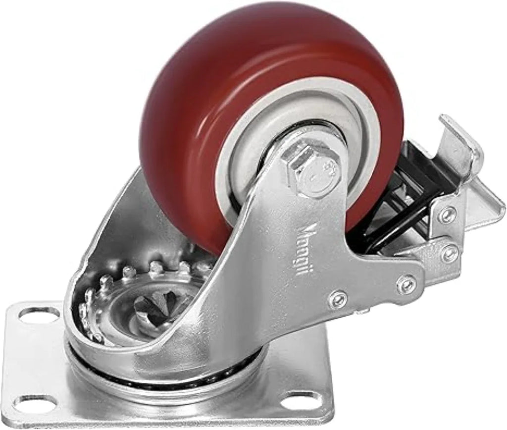 4Pcs 4 inch Caster Wheel Heavy Universal 360° Swivel Silent Brake Wheels Caster Furniture Wear Platform Trolley Household Oasis Select