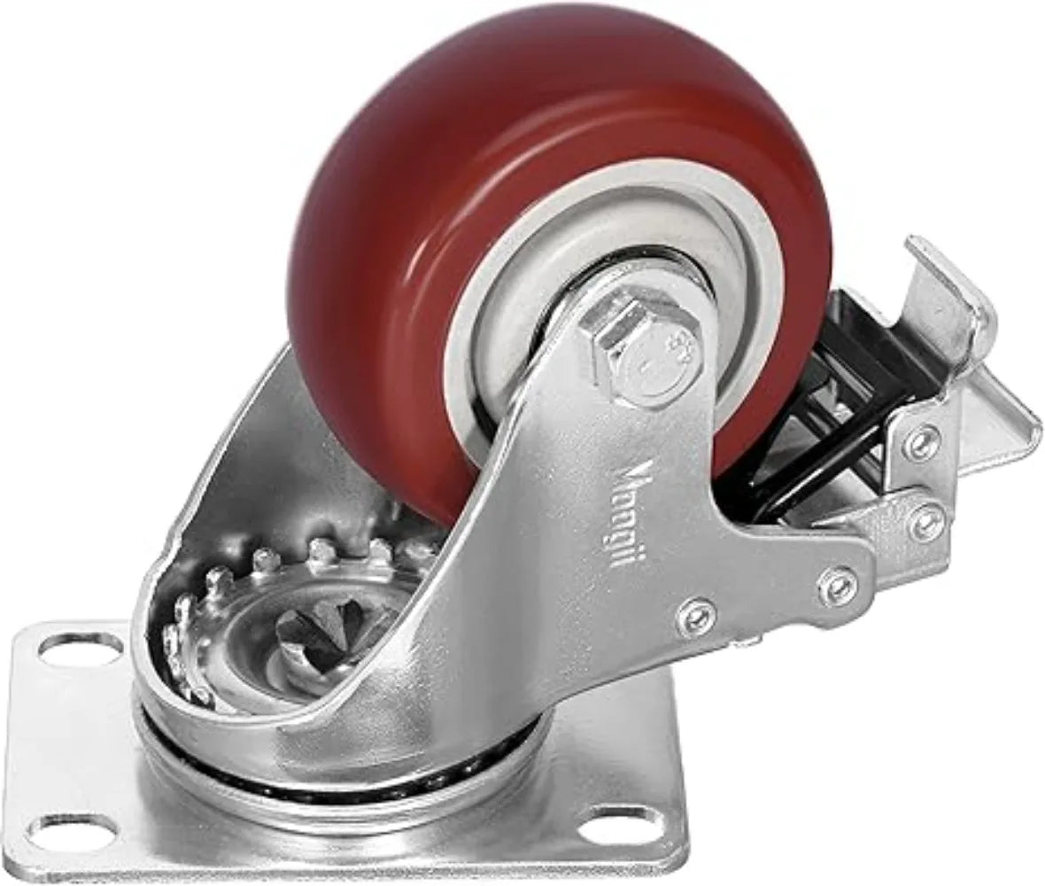 4Pcs 4 inch Caster Wheel Heavy Universal 360° Swivel Silent Brake Wheels Caster Furniture Wear Platform Trolley Household Oasis Select