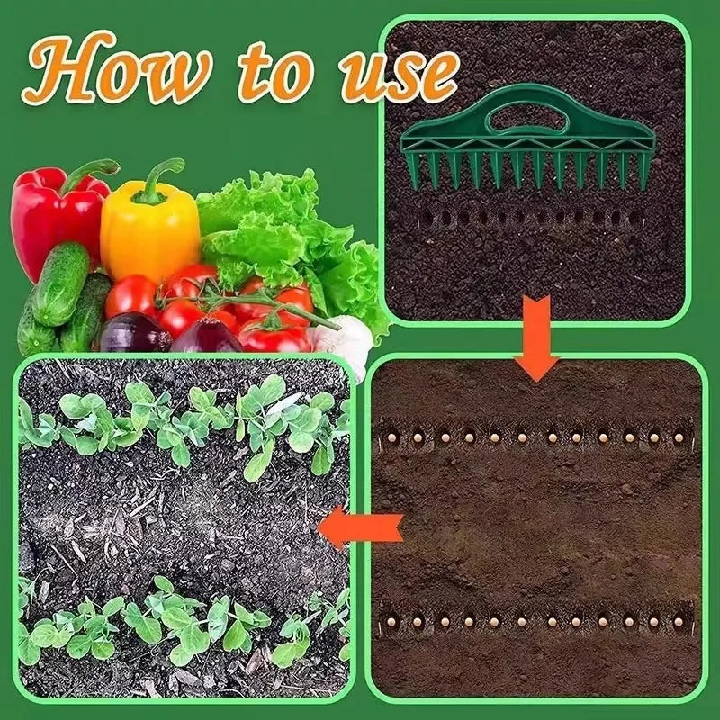 Hand Dibbler 12-Hole Fast Seeding Seed-in Soil Digger and Soil Spacer Planting Aids for Efficient Gardening Garden Seeder Tool Oasis Select