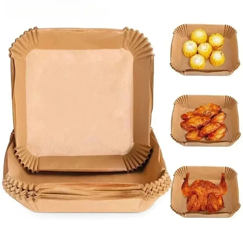 Air Fryer Paper Liners Disposable Oil-Proof Waterproof Baking Paper Round Square And Rectangle Parchment Kitchen Party Supplies Oasis Select