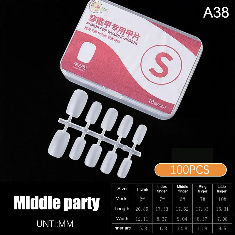 100pcs Clear Press-On Nail Tips – Full Cover Ultra-Thin False Nails