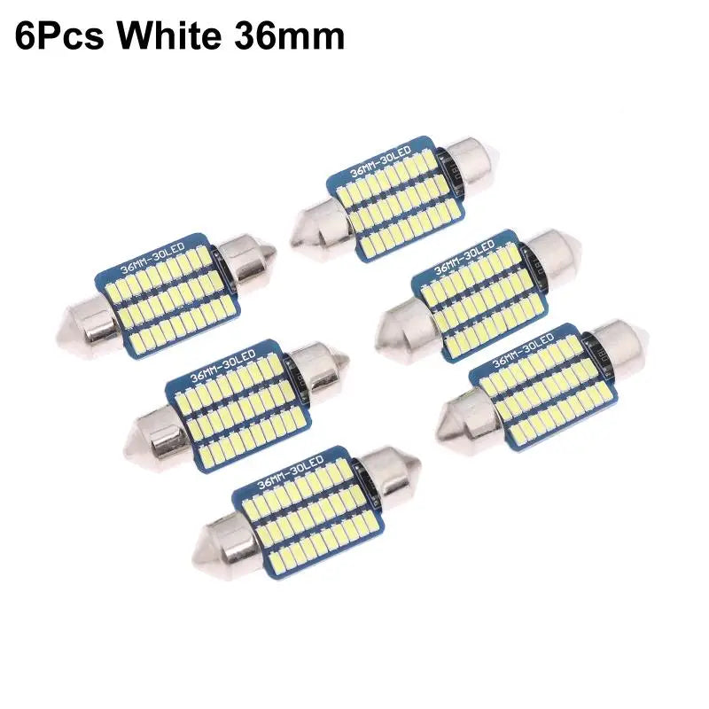 6PCS C5W LED Bulbs Canbus Festoon LED For Car Interior Dome Trunk License Plate Lights 12V 300LM 6500K White Oasis Select A2