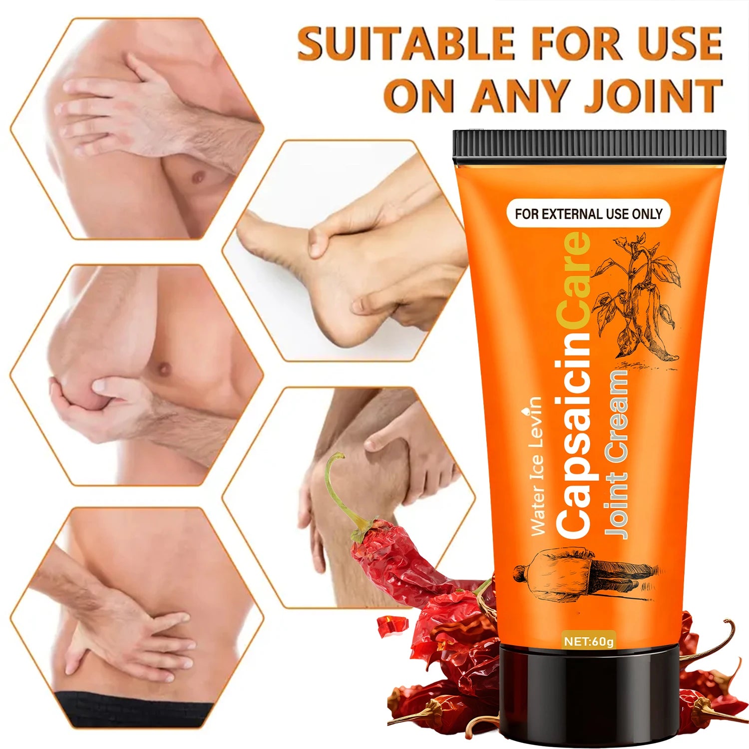 Capsaicin Care Joint Cream for Targeted Relief & Moisturizing with Glucosamine & Vitamin C. Oasis Select
