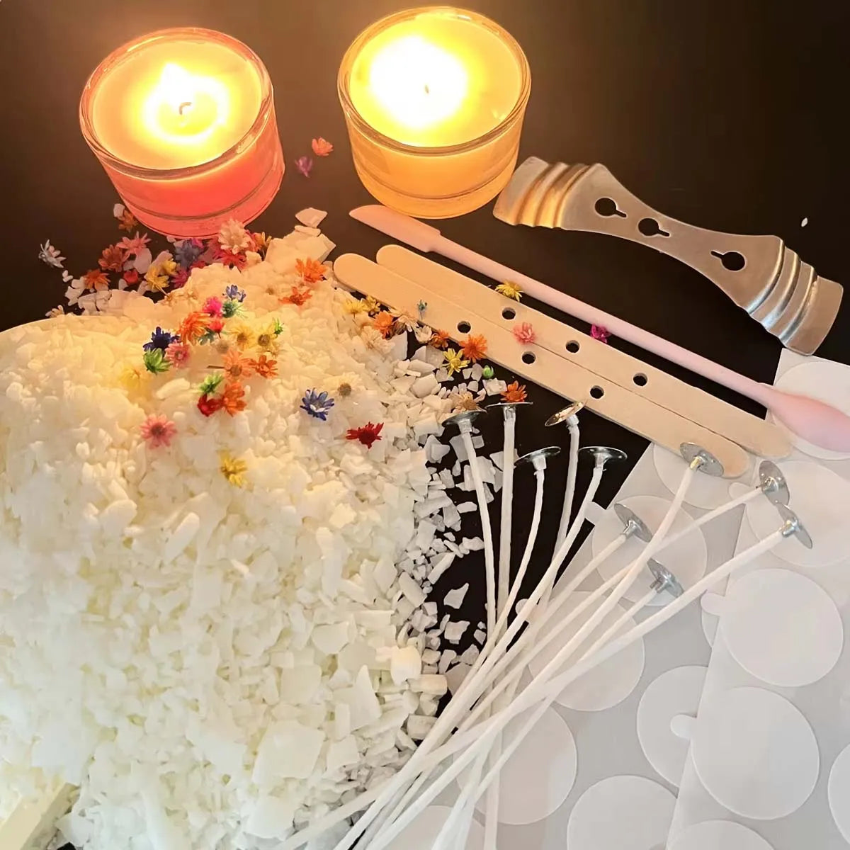 200g Soy Wax set Scented Candle Raw Material or DIY Candle Making Supplies with Candle Wicks Wax Material Kits Oasis Select