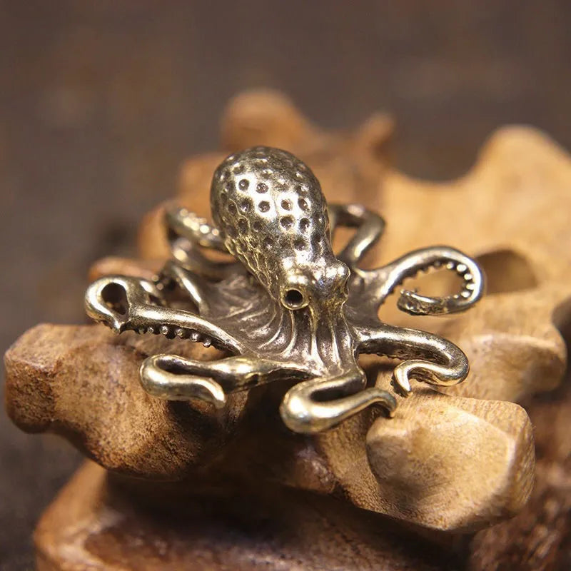 New Antique Octopus Home Decoration Brass Copper Animal Figurines Miniatures Desk Ornament Accessories Creative Table Craft Oasis Select Small Octopus
