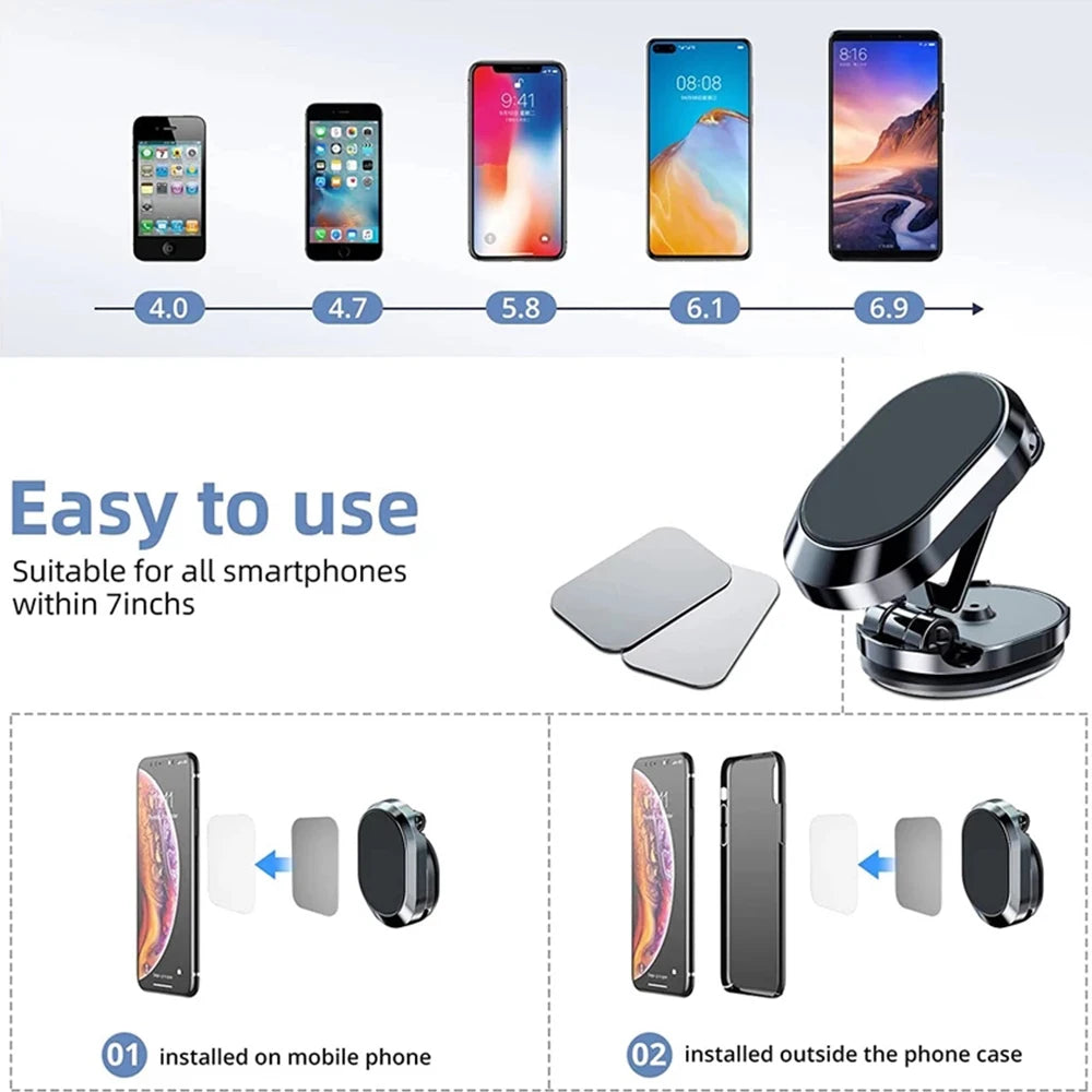 Magnetic Car Phone Holder Magnet Smartphone Mobile Stand Cell GPS For iPhone 15 14 13 Pro Max X Xiaomi Mi Huawei Samsung LG Oasis Select