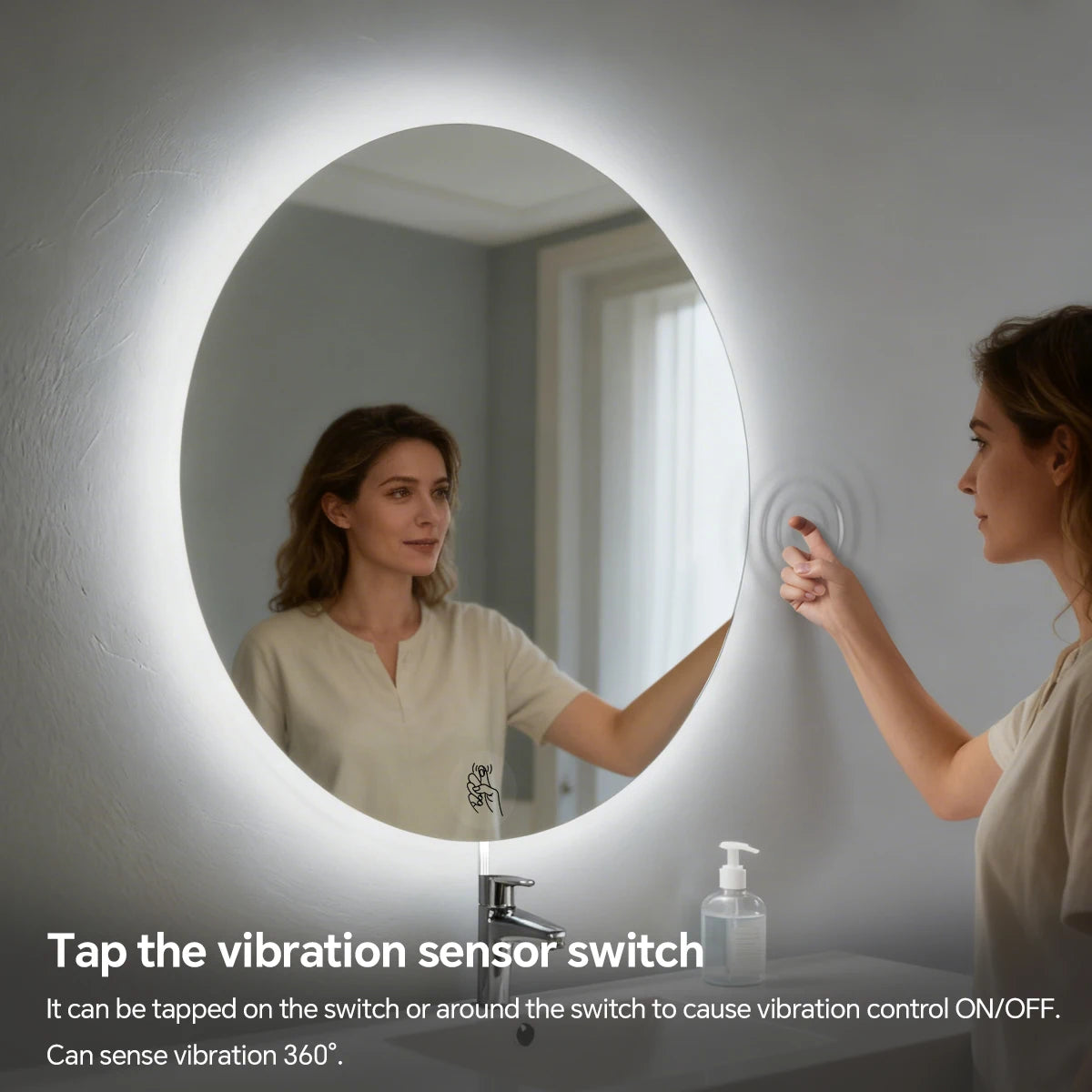 USB Power COB Tape with Tap-twice Vibration Sensor Switch Hight Brightness 320LEDs/M for Dressing Table Makeup Mirror Backlight Oasis Select