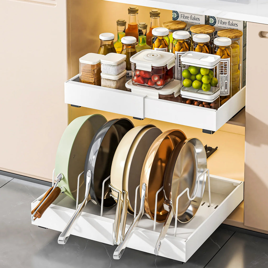Kitchen retractable rack, seasoning bottle in cabinet, pulling storage rack, sink, pot, sundries, organizing rack, drawer Oasis Select