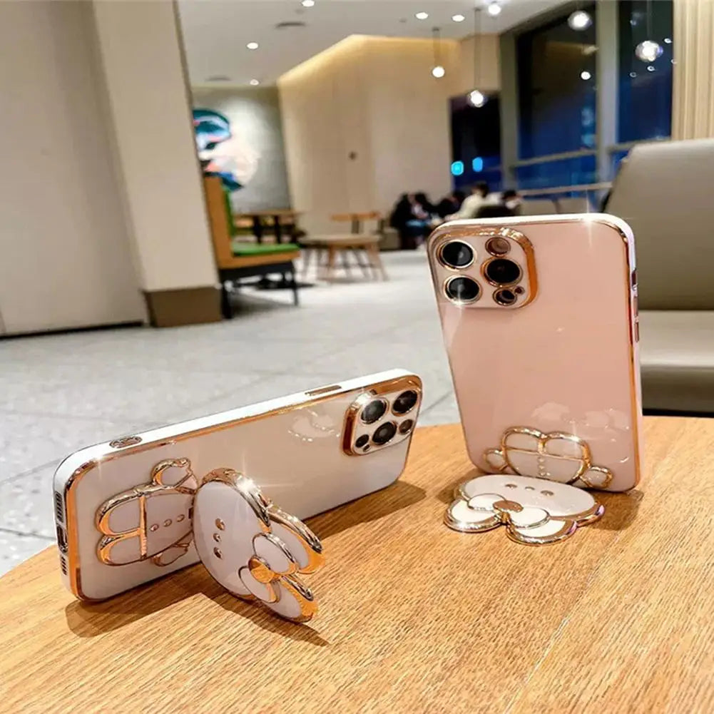 Cute Cat Phone Stand & Finger Holder with Makeup Mirror