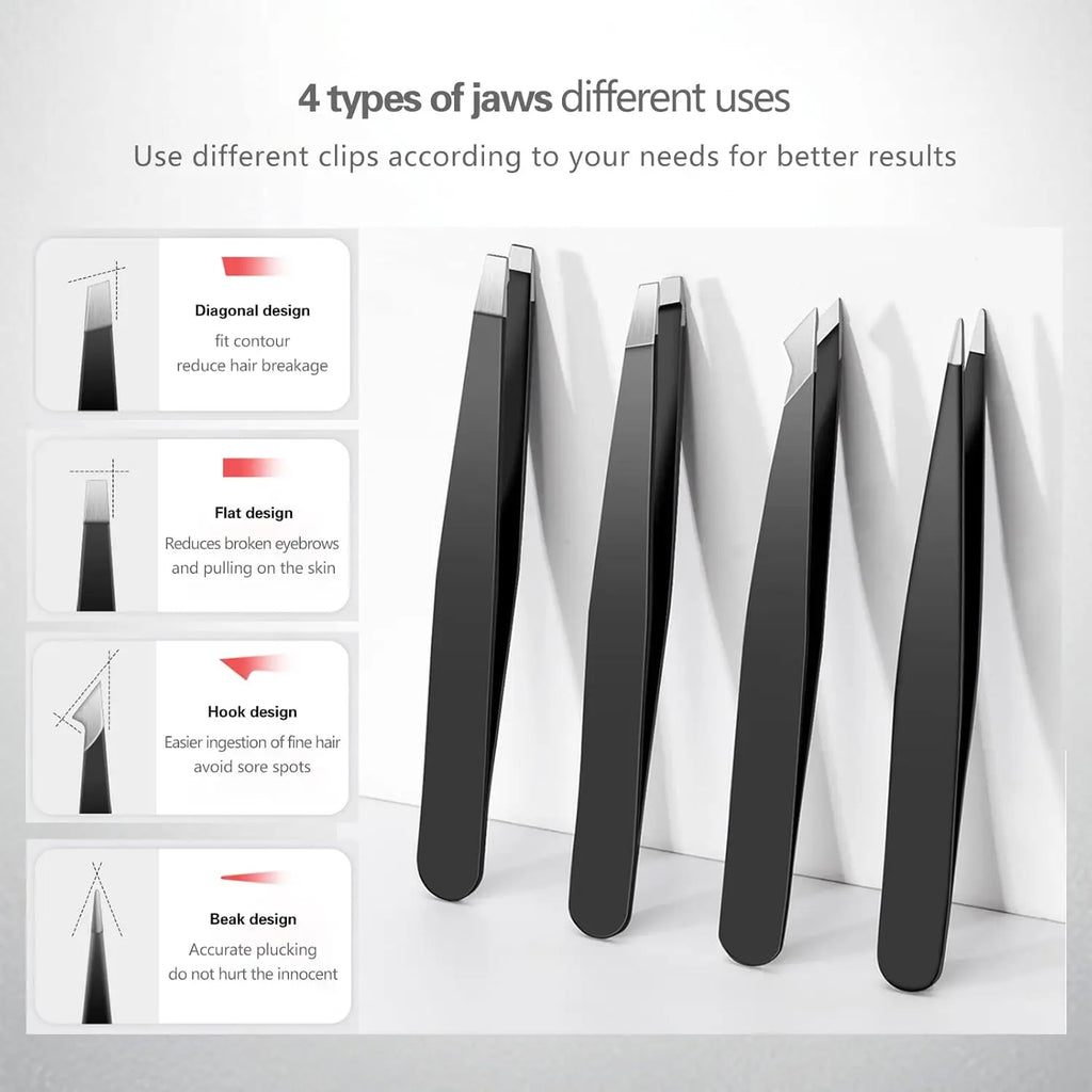 Eyebrow tweezer & eyebrow scissors set, stainless steel multifunctional eyebrow & facial hair trimming beauty, eye styling tool Oasis Select