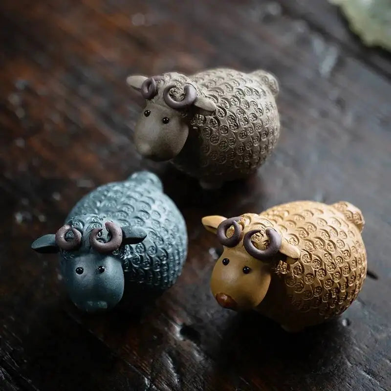 Purple Sand Tea Pet Sheep Ornament Cartoon Cow Sculpture Tea Play Accessories Oasis Select