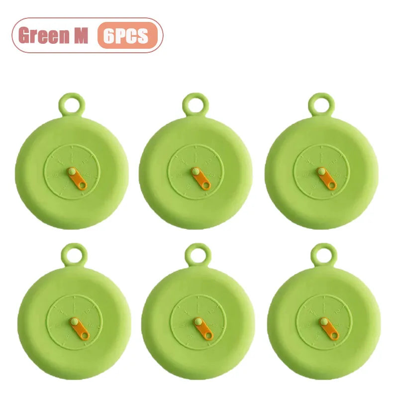 Food Cover Set Bowl Lids Heat Resistant Round Refrigerator Leftovers Universal Sealing Lids Reusable Kitchen Covers Oasis Select Green M-6PCS