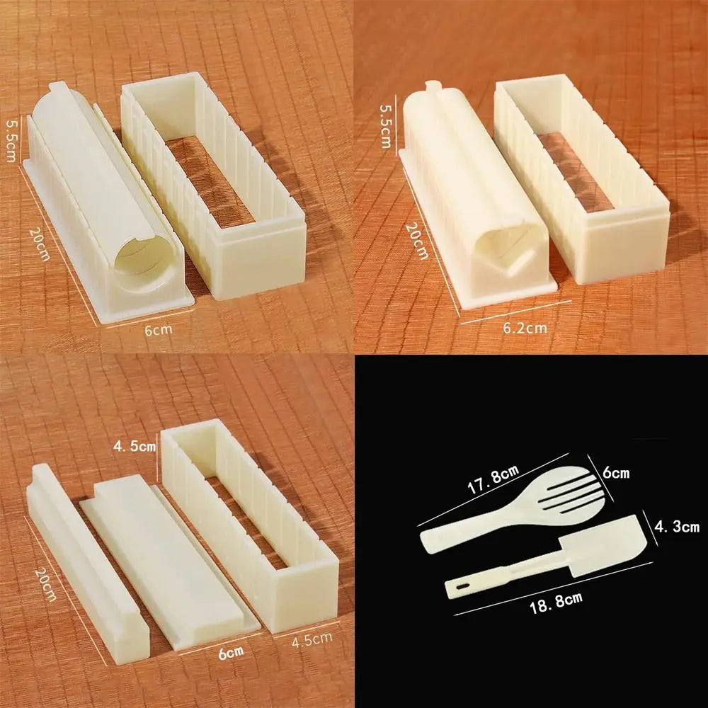 3pcs/set Plastic Sushi Maker Equipment Kit Anti-stick Round Square Heart-shaped Kimbap Sushi Rolls Mold DIY Multifunctional Oasis Select