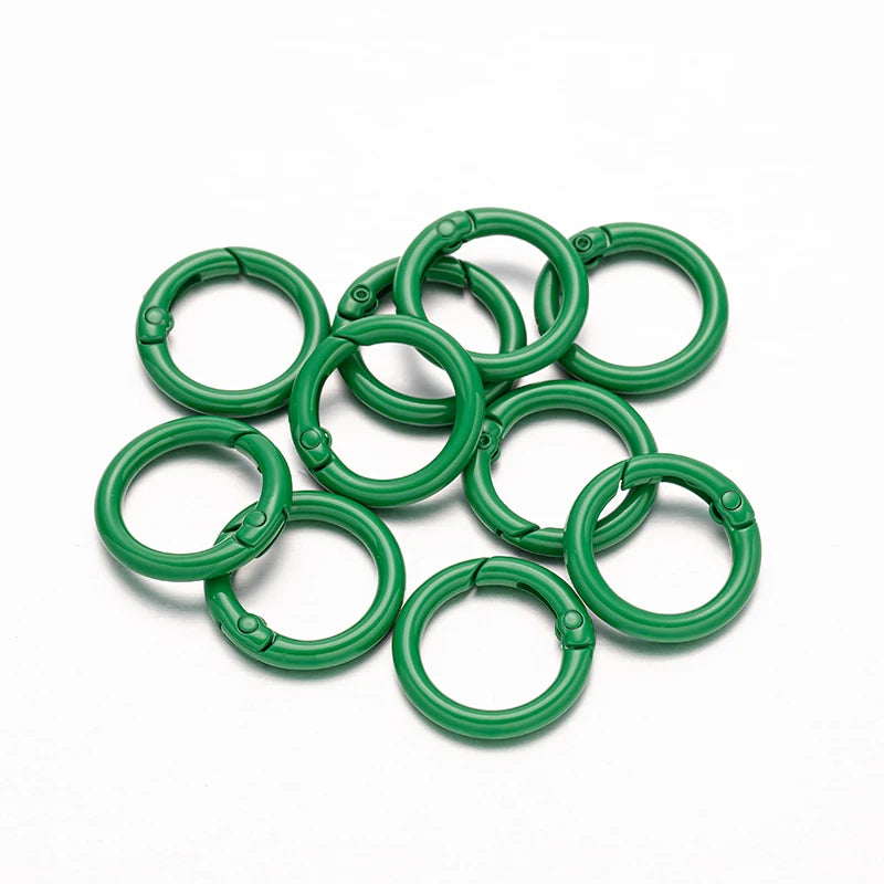 5pcs 20/25/28/33mm Metal O Ring Spring Clasps Round Carabiner Keychain Bag Clips Hook Buckles Connector For DIY Jewelry Making Oasis Select Green Outer Size 25mm
