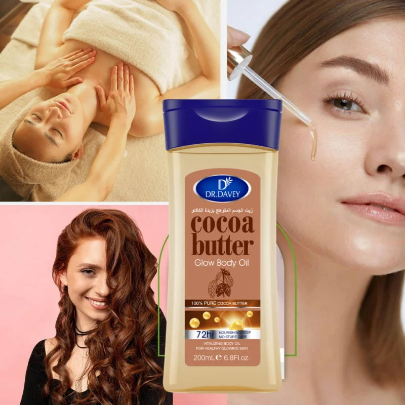 DR.DAVEY Cocoa Butter Glow Body Oil – 200ml, All Skin Types Body Oil Oasis Select