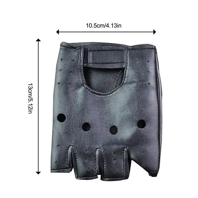 Unisex Synthetic Leather Polyurethane Black Fingerless Gloves Solid Woman Half Finger Driving Women Men Fashion Transport Gloves Oasis Select